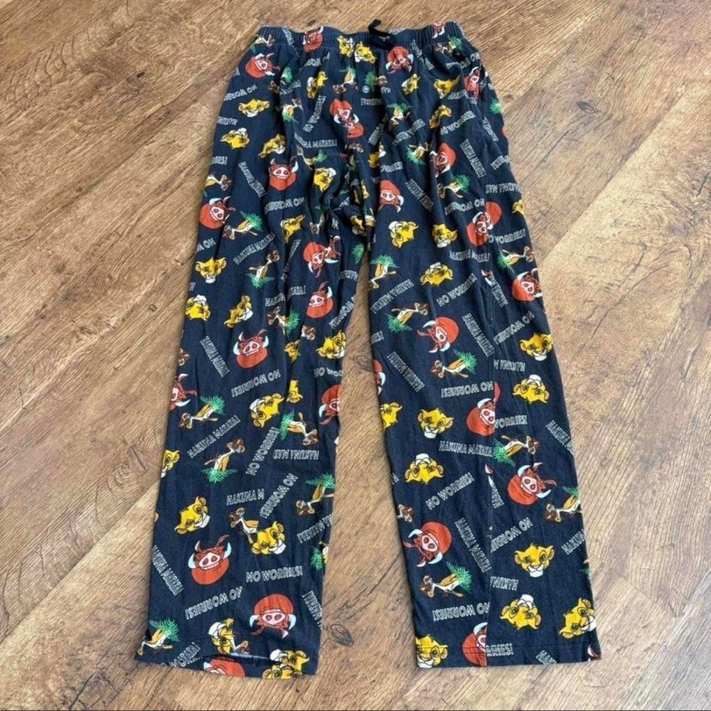 Disney The Lion King Pajama Pants Men Medium Navy Blue Simba Pumbaa Timon Cotton